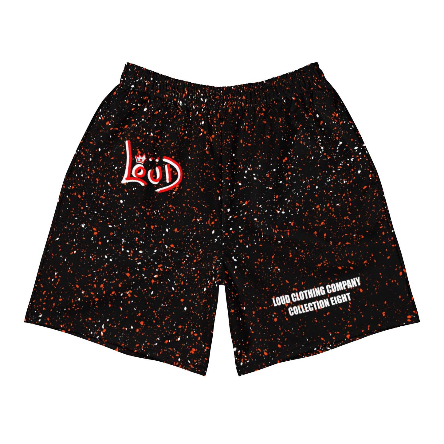 Loud's Red & White Speckled Recycled Athletic Shorts